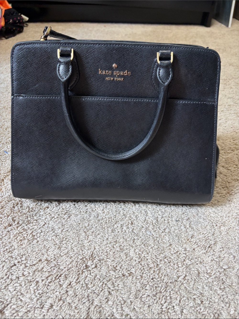 Kate Spade black Leather Crossbody Satchel Medium Size